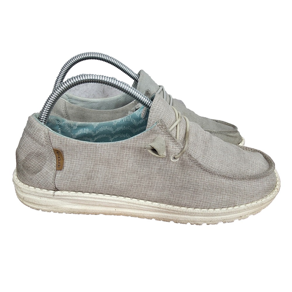 Hey‎ Dude Shoes Womens 10 Wendy Casual Sneaker Navy Chambray Lace Up Low Top